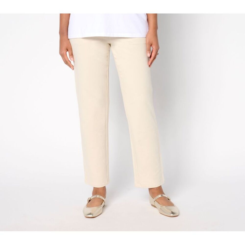 Liberare Women's Pants Sz L Denim & Co. EasyWear French Terry Pant White A706169